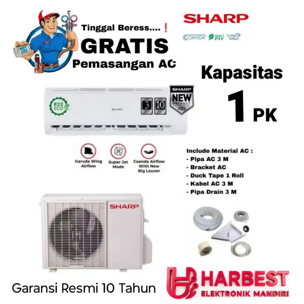 SHARP AC Split 1 PK Turbo Cooling R32 AH-9BEY MULTIFLOW LOW VOLTAGE
