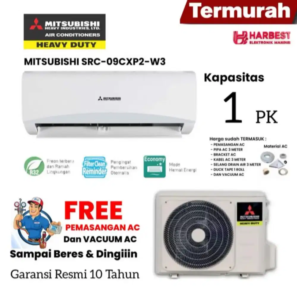 MITSUBISHI AC Split 1 PK HEAVY INDUSTRIES SRK09CXP2-W3 Super Single