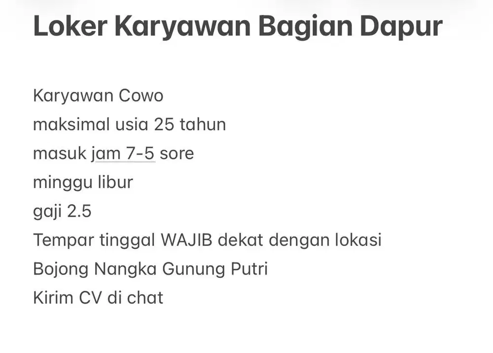 Loker buat cowo