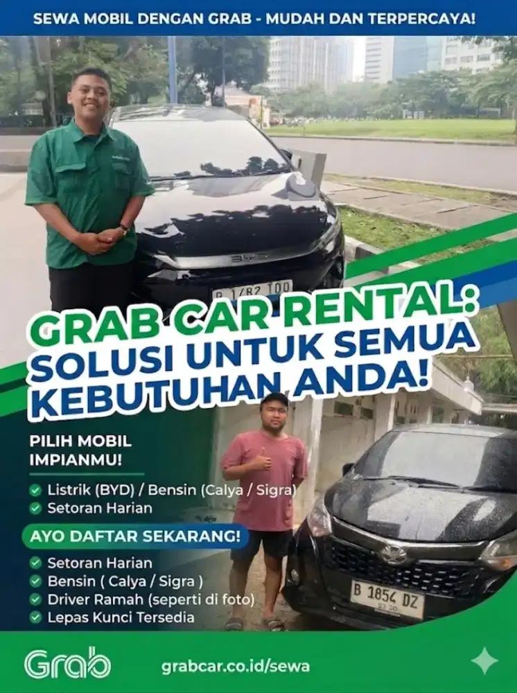 Sabat rental Grab Car - Setoran Harian Ringan & Unit Terawat