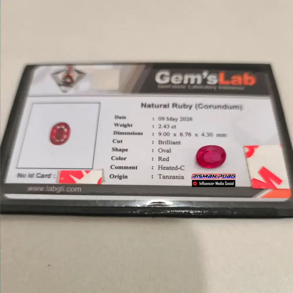 Batu ruby Natural + Memo GLI