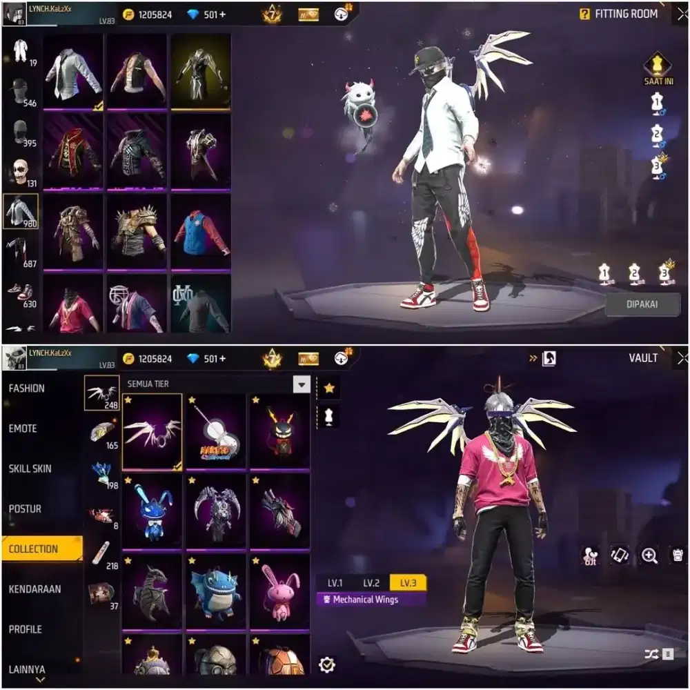 Jual Akun Ff sultan + 200 evogun Max murah