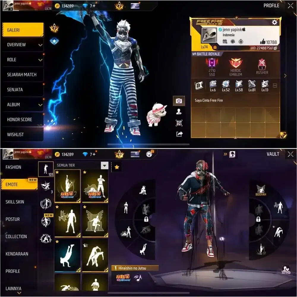 Jual akun ff sultan + DM 200 Murah