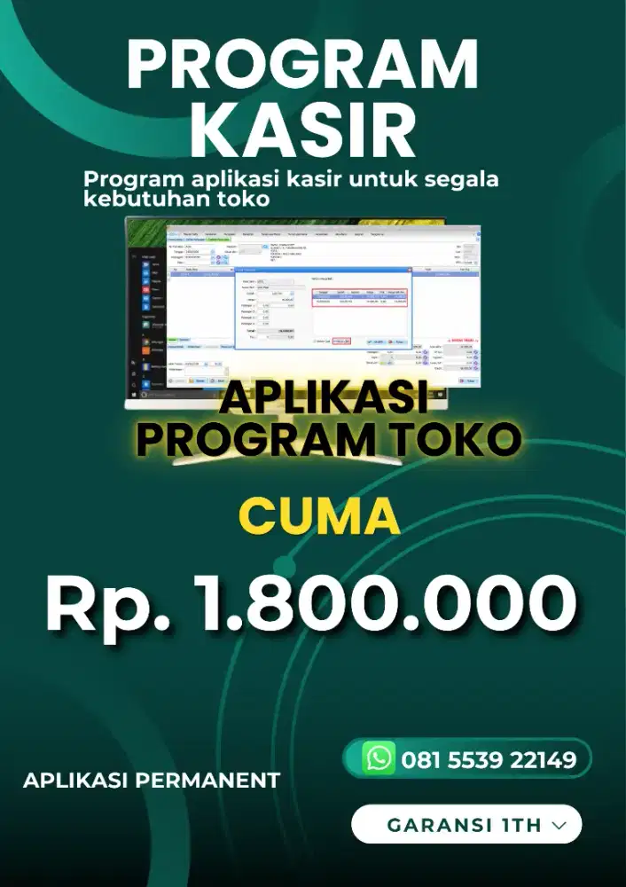 Aplikasi kasiran toko sembako,bengkel,apotek dll