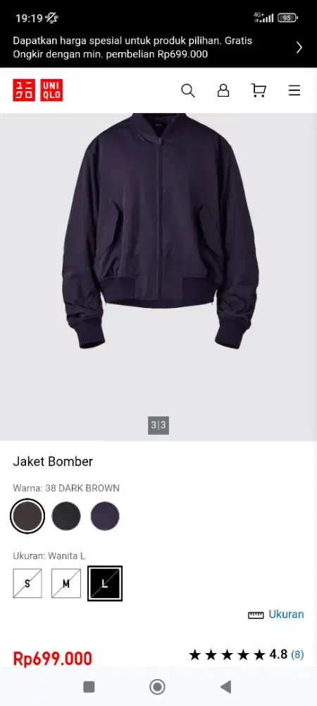 Uniqlo ori warna ungu gelap