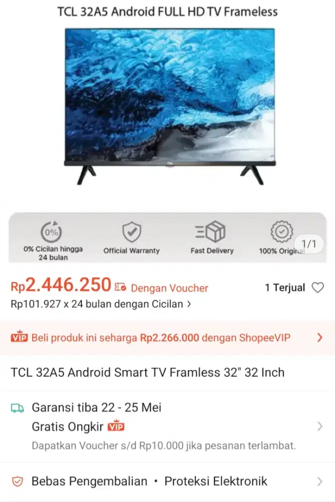 TCL 32 inch Smart TV 32A5