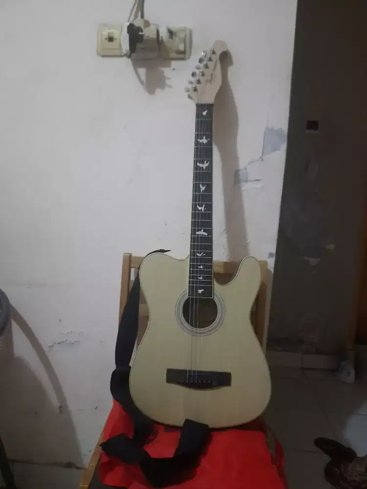 JUAL GITAR AKUSTIK TELEKUSTIK TELECOUSTIC FENDER CUSTOM,LIKE NEW,MULUS