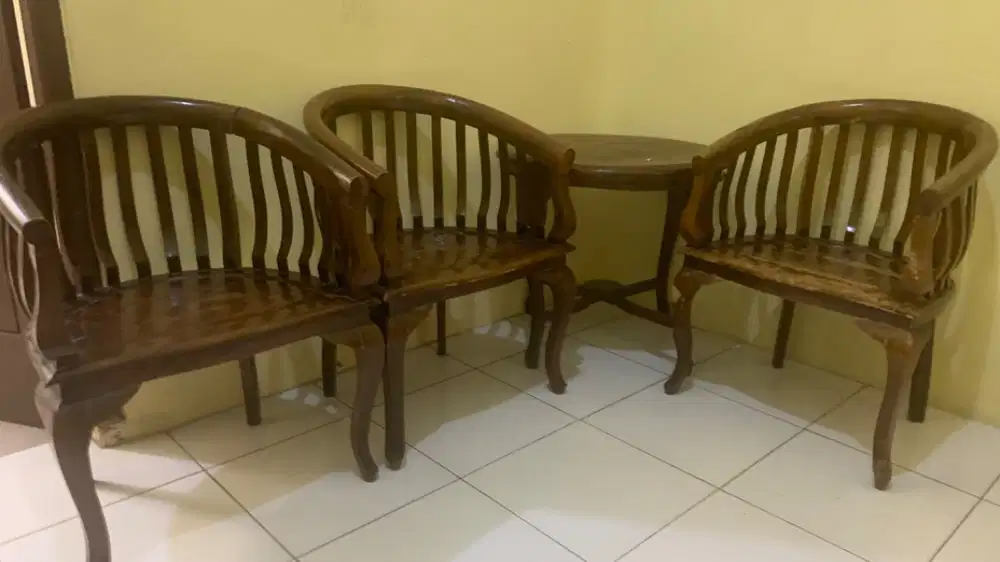 Set meja kursi jati model betawi
