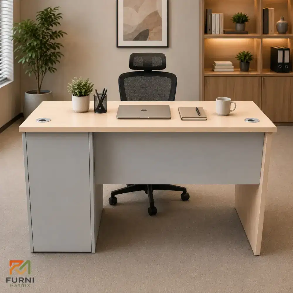 MEJA KANTOR MODERN | MEJA KERJA KAYU MINIMALIS + LACI | MEJA KOMPUTER