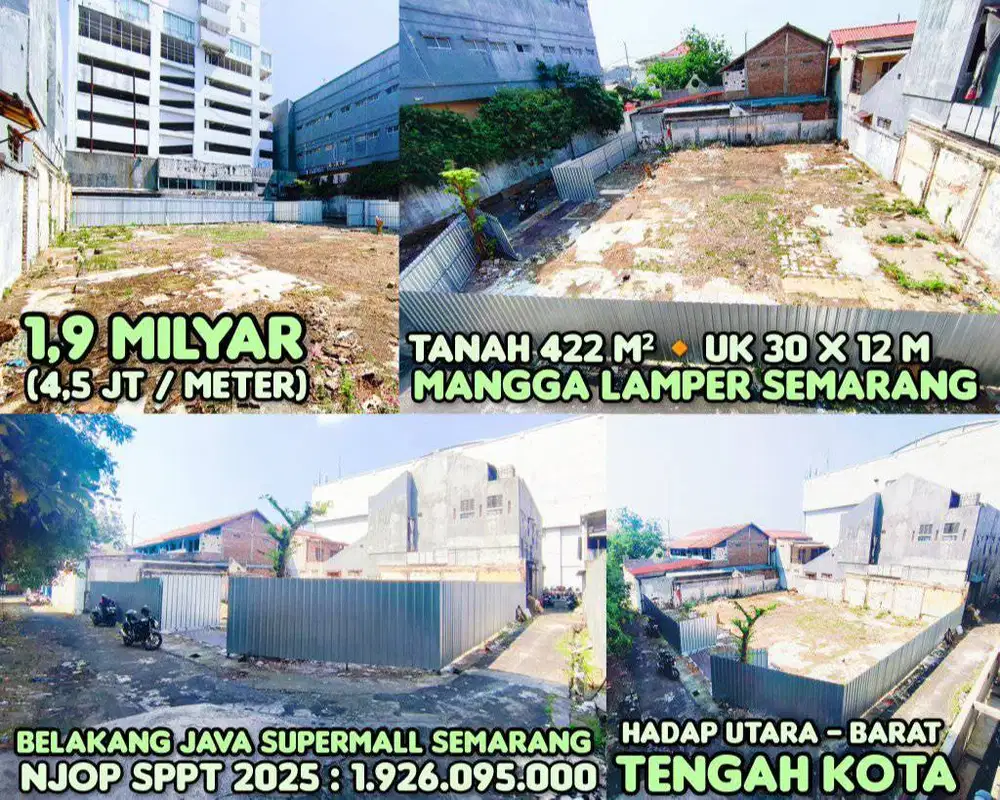 Tanah Strategis di Lampersari, Tengah Kota Semarang belakang Java Mall