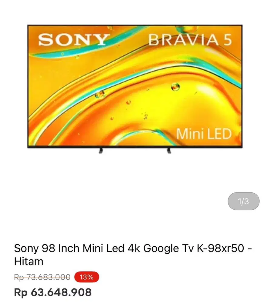 SONY GOOGLE TV MINI LED 98inci