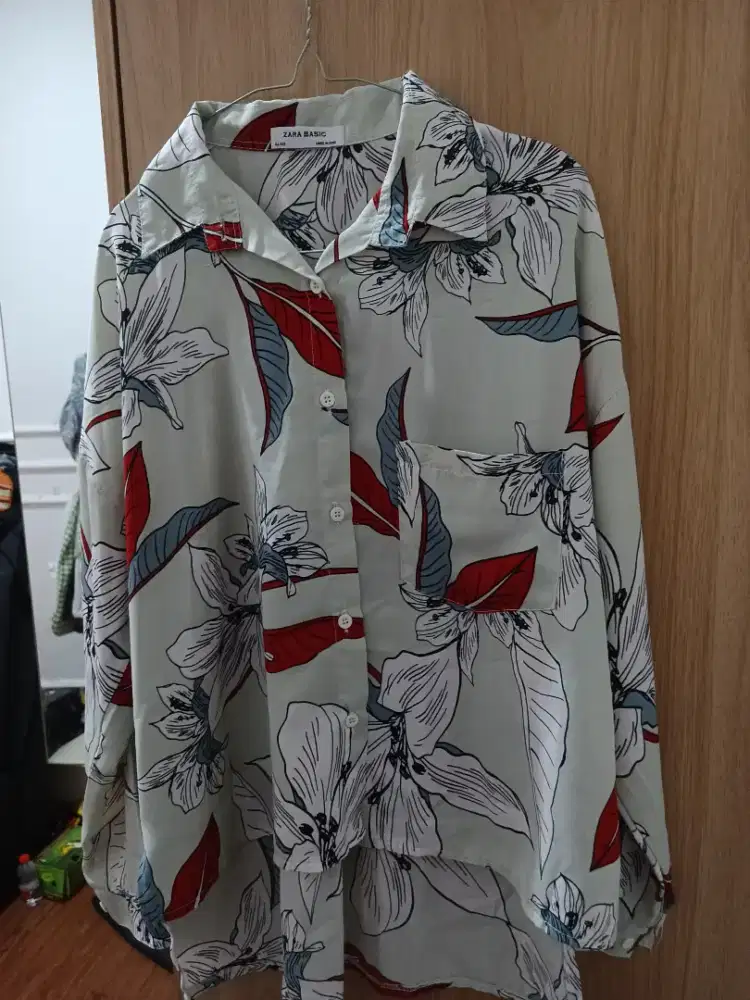 KEMEJA WANITA FLORAL PRINT OVERSIZE