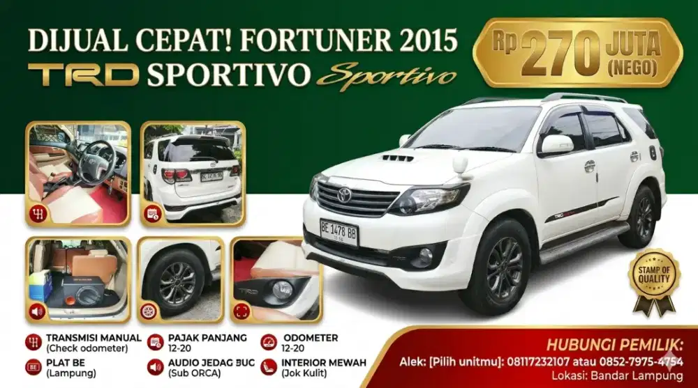 Jual cepet Fortuner