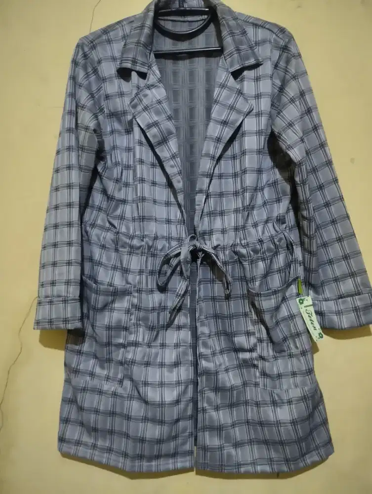 KARDIGAN JUMBO BAHAN VOXY KOTAK KOTAK