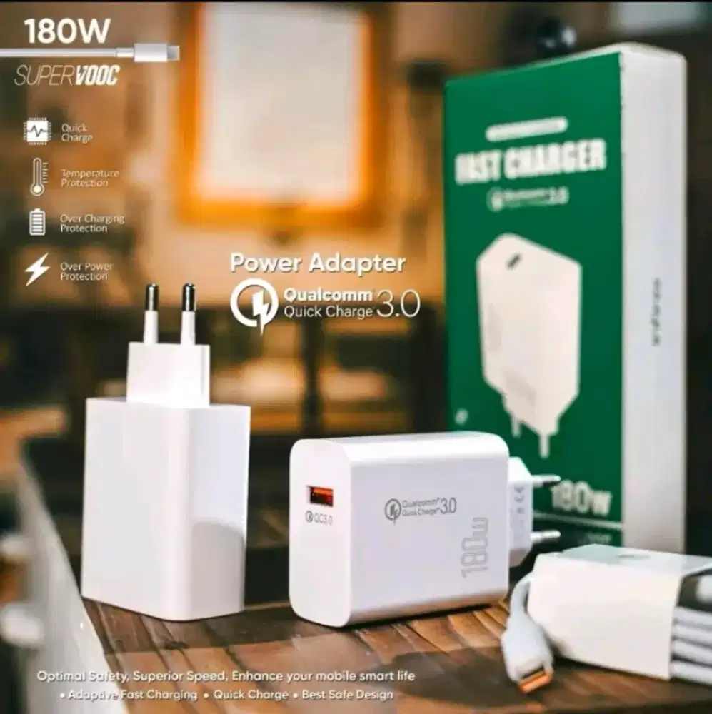 Fast charger hp micro type-c power adapter pengisian cepat 180w