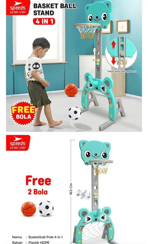 Ring bola basket dan gawang mainan anak seru