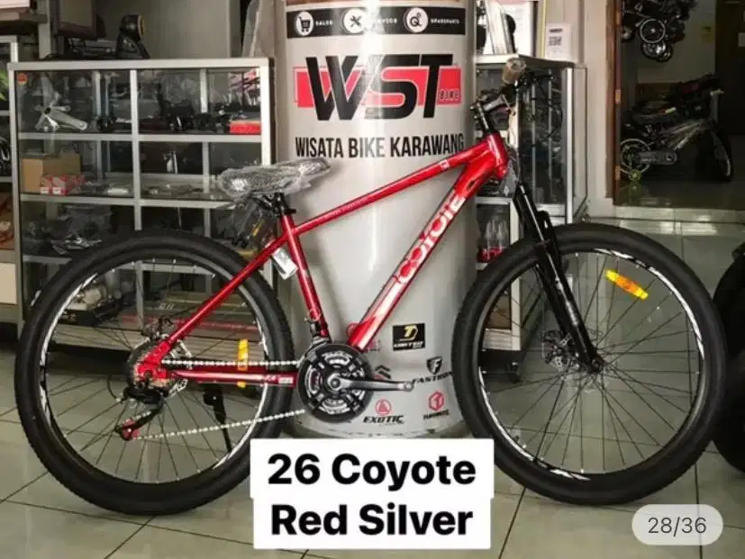 Sepeda Coyote Red Silver Baru