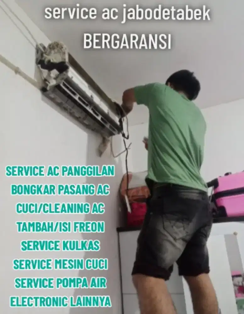 Service ac tidak dingin, bongkar pasang ac, cuci ac, tambah/isi freon