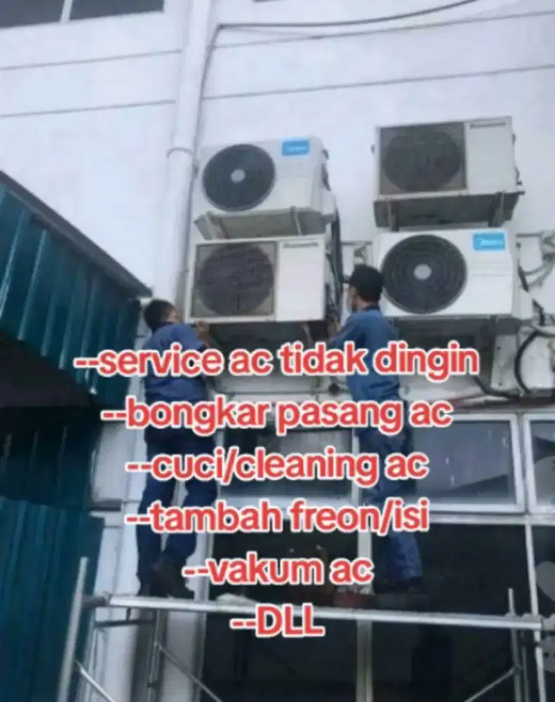 Service ac tidak dingin, bongkar pasang ac, cuci ac, tambah/isi freon