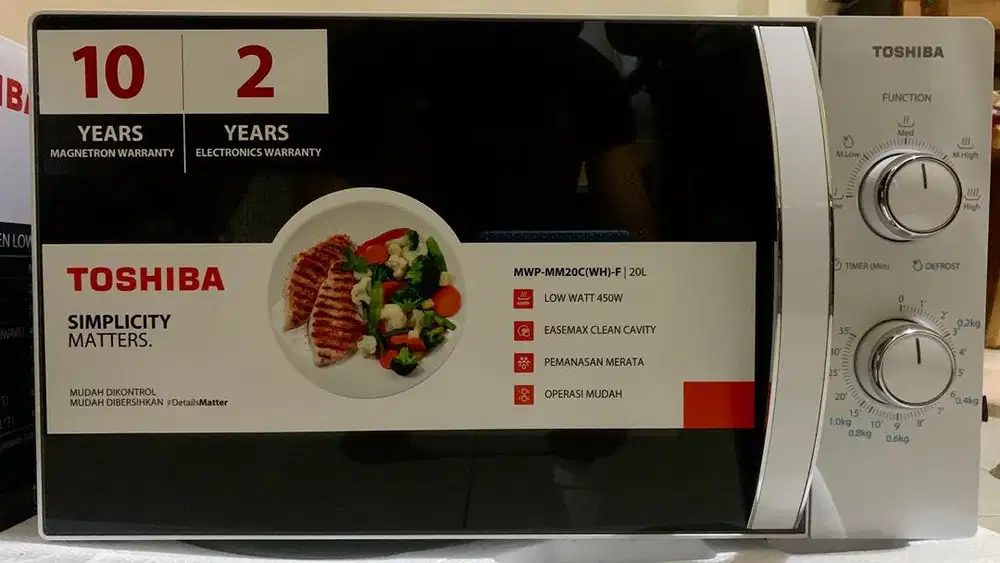 Microwave Toshiba 20L Low Watt 450W - Mulus/Normal