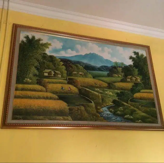 Lukisan Kanvas Asli Pemandangan Sawah 146x96 cm