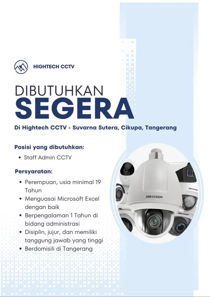 Lowongan Kerja Staff Admin CCTV