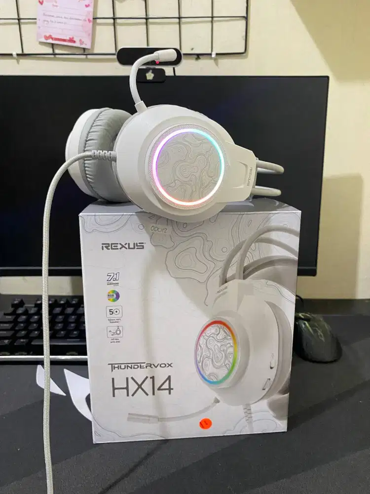 Headset Gaming Rexus HX-14 white RGB wired