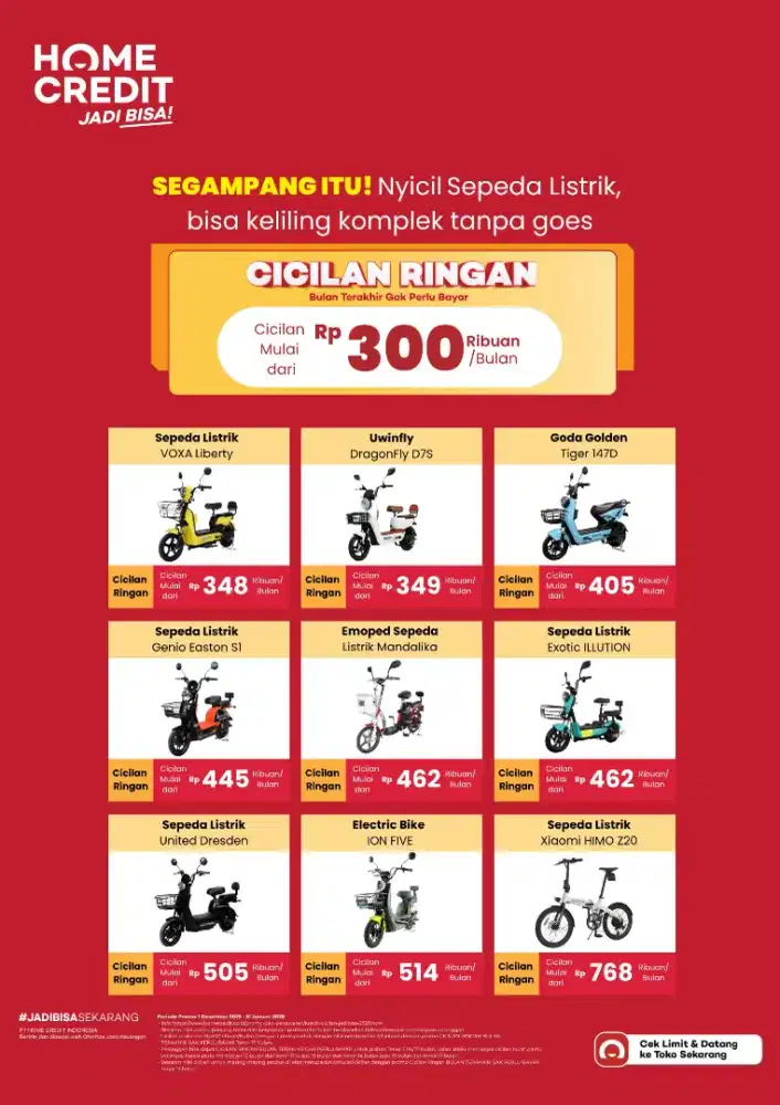 CICILAN RINGAN SEPEDA LISTRIK 10.000/HARI