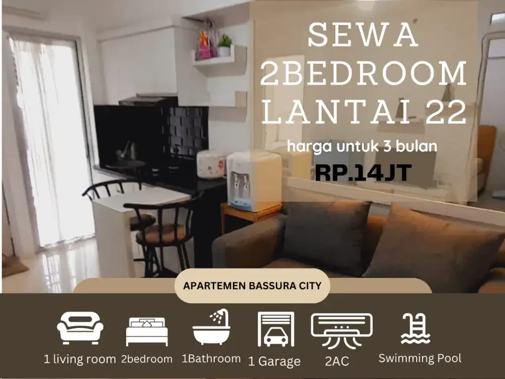 sewa 2kamar tower terbaru full furnished apartemen bassura city