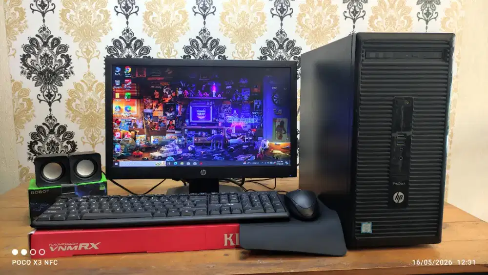 PC FULLSET CORE i3-6100, RAM 8GB DDR4 (128+500GB) LAYAR LED HP 19 INC
