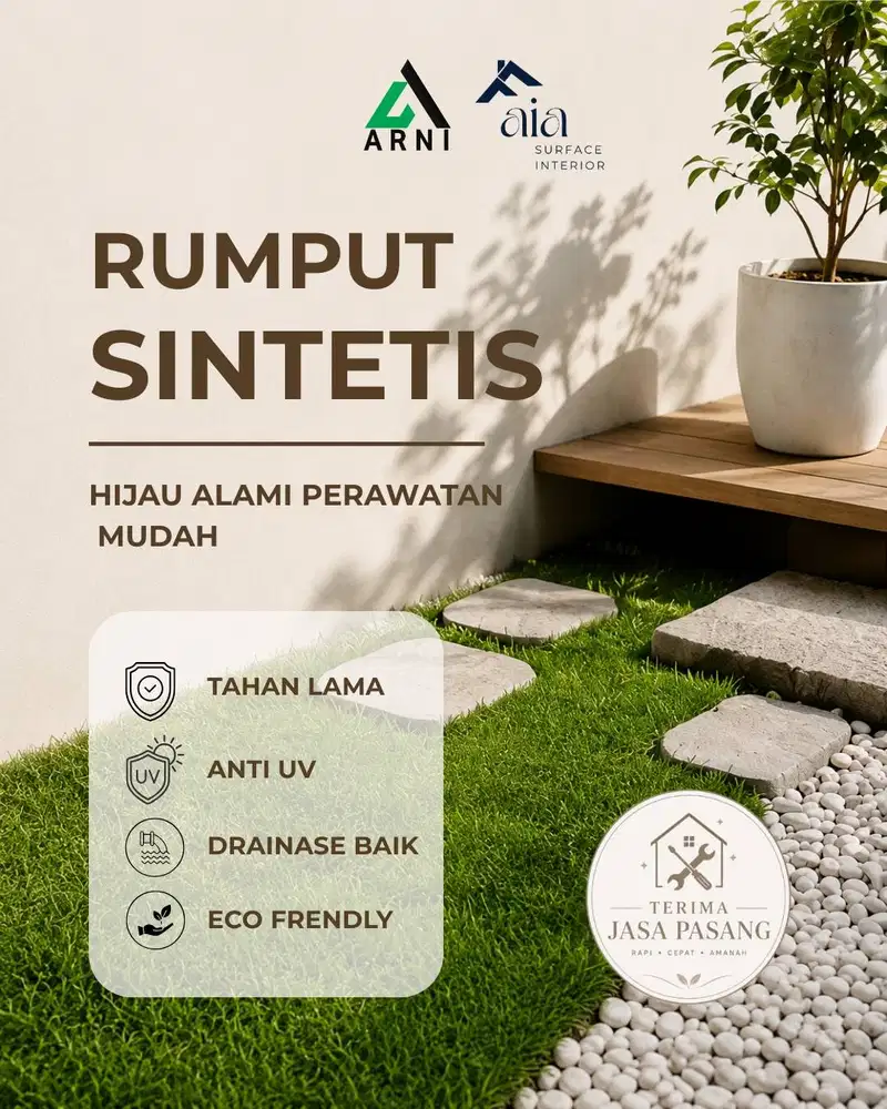 Rumput Sintetis Tebal 2 cm Premium | Artificial Grass Taman Balkon