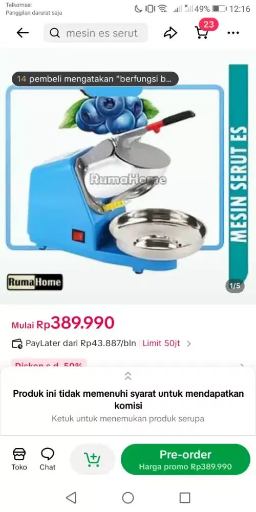 Mesin serut es/Mesin Penghancur es/es crusher dengan pisau ganda.