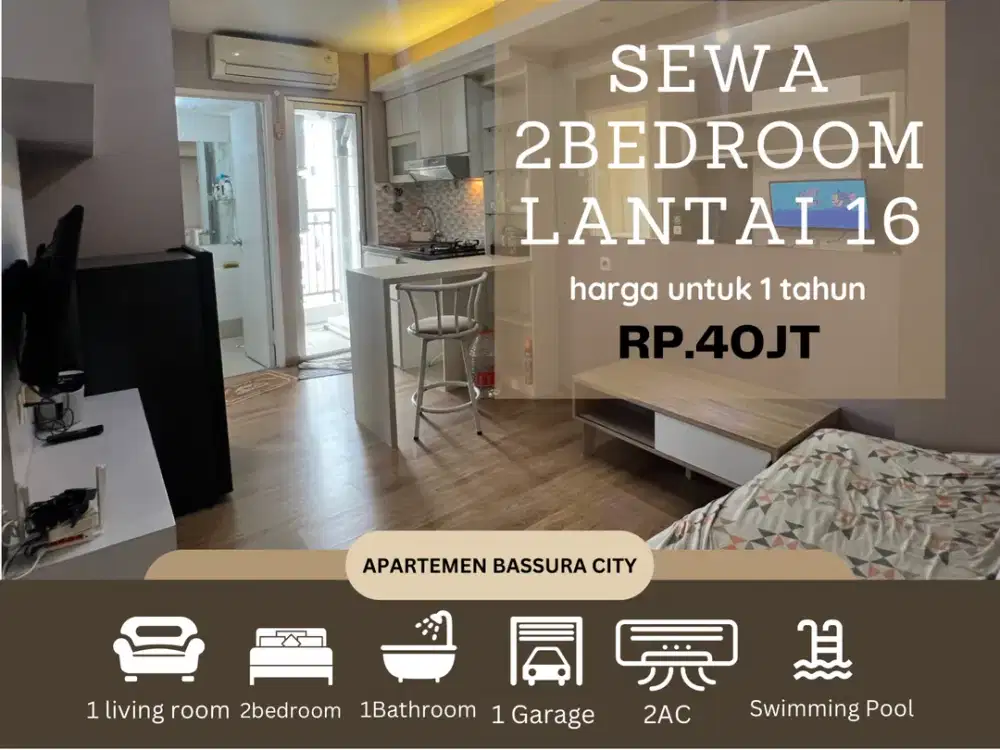 2BR sewa full furnished rapih, murah apartemen bassura city