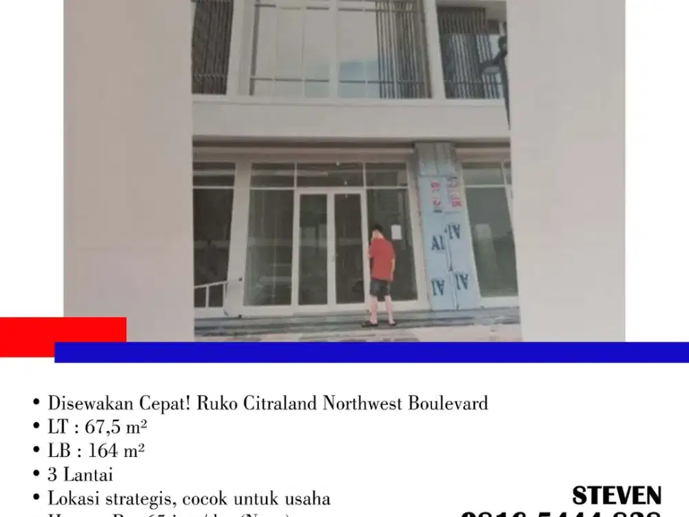 Disewakan Cepat! Ruko Citraland Northwest Boulevard