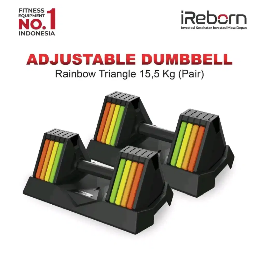 Adjustable Dumbbell Rainbow Triangle iReborn 15,5 Kg - Pair