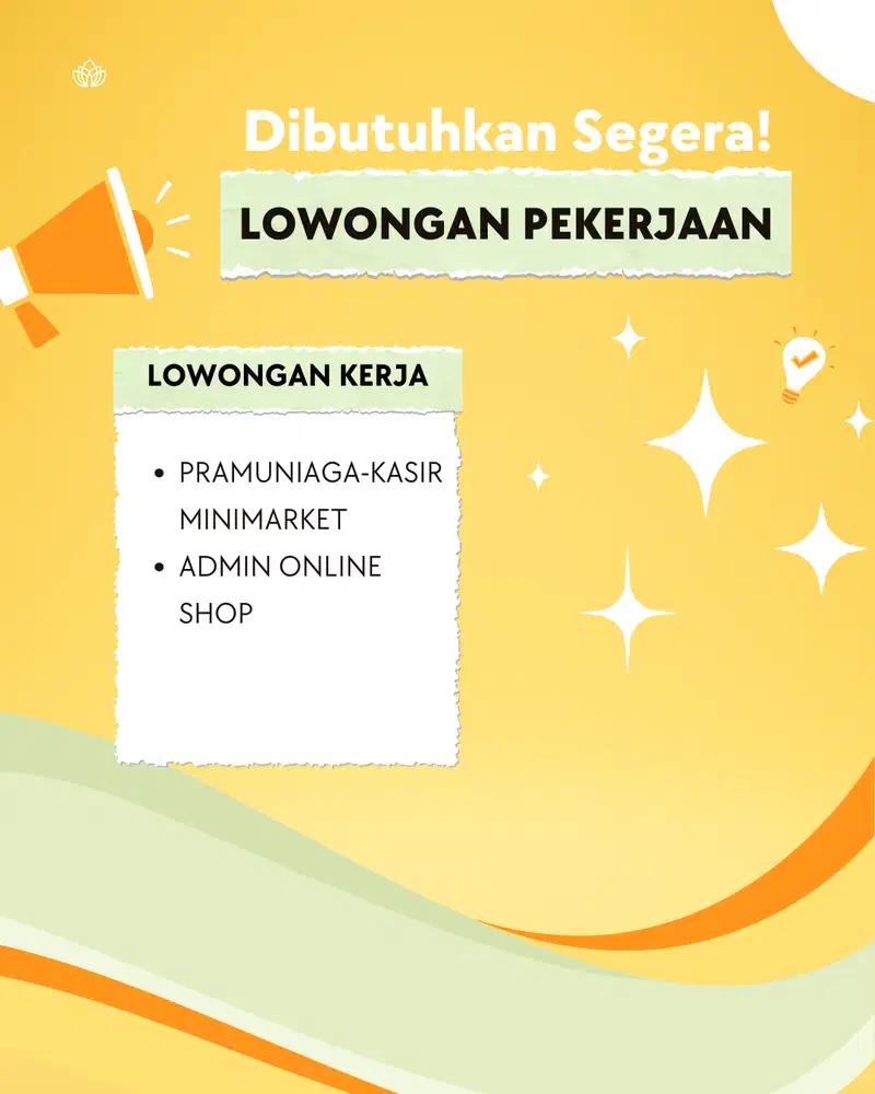 Lowongan Kerja Surabaya Pramuniaga Kasir Minimarket, Admin Online Shop
