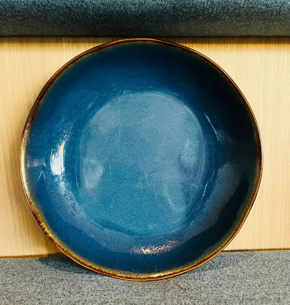 Piring Mangkok Coup Soup Pasta Keramik Biru Stoneware Mewah - Ex Resto