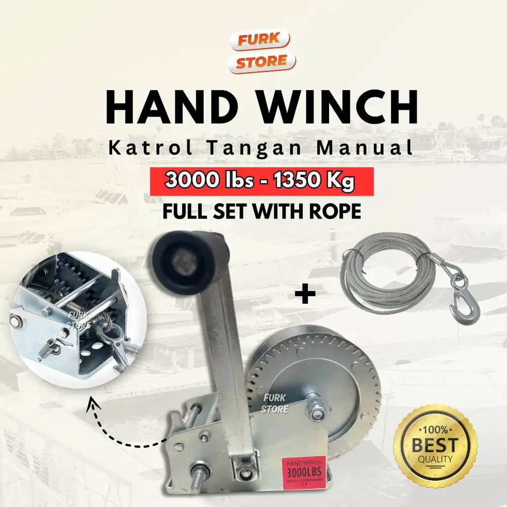 HWW3000 Hand Winch 3000LBS + Wire Rope – Katrol Manual | Winch Baja |