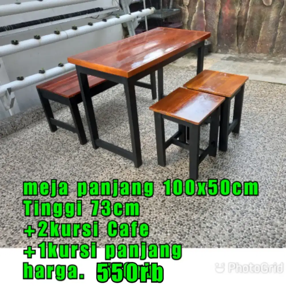 Meja kursi makan, meja Cafe resto, meja teras kios kost