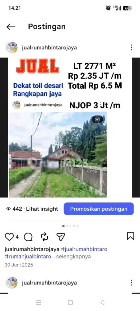 Jual tanah MURAH NJOP cocok usaha / cluster Depok dkt tol desari