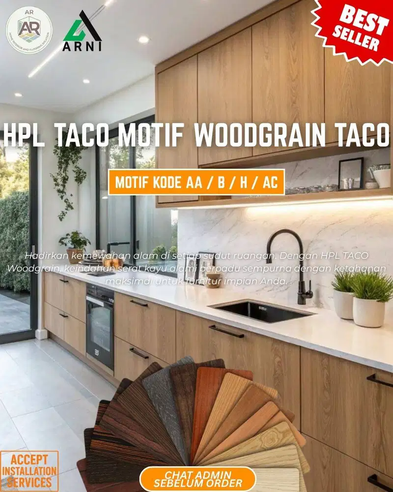 HPL Taco Motif Woodgrain | Motif Kode AA, B, H, AC | Pelapis Furnitur