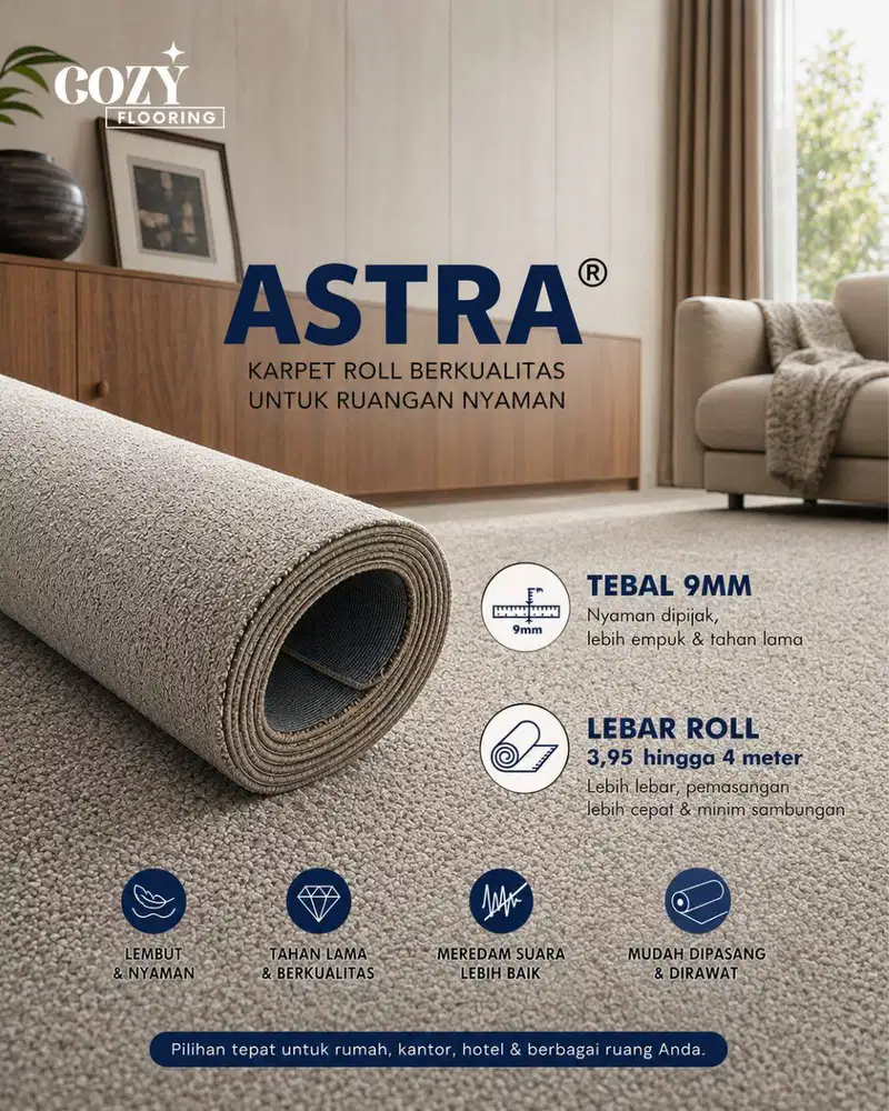 Karpet Roll Astra Meteran tebal 9mm / Karpet hotel empuk / karpet polo