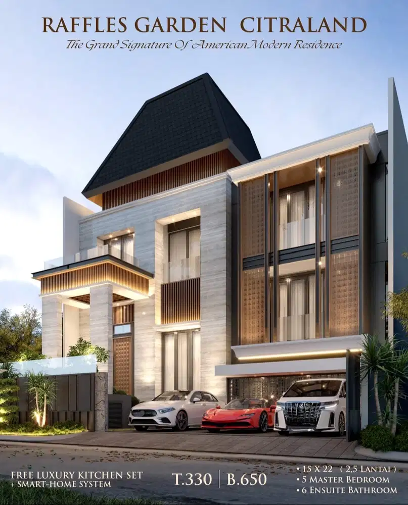 DIJUAL RUMAH NEW GRESS PREMIUM AMERICAN STYLE RAFFLES GARDEN CITRALAND