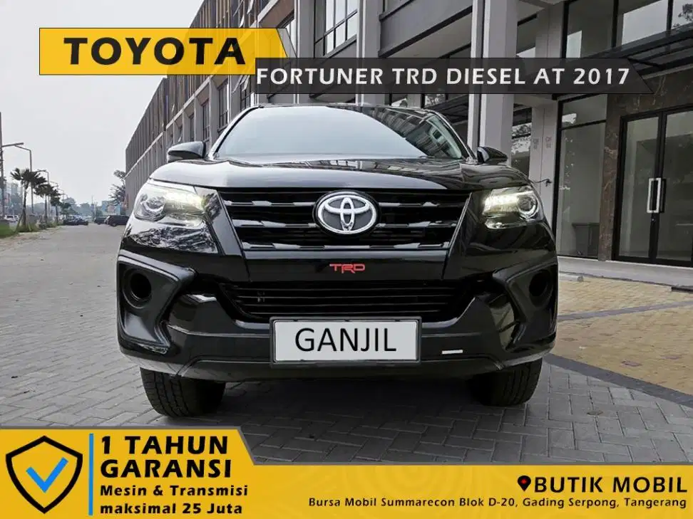 Barcode Solar. Fortuner TRD 2.4 Diesel AT 2017 Hitam Pajak Panjang
