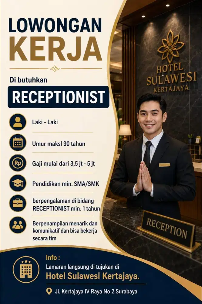 Lowongan receptionist hotel