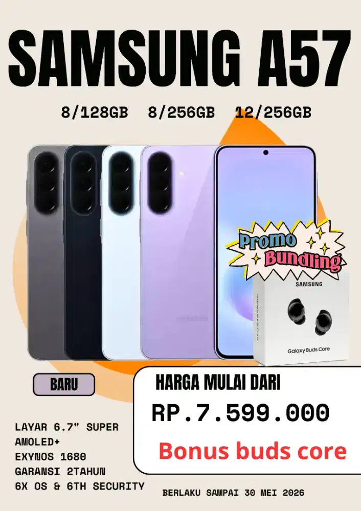 Samsung A57 bonus buds core+ adaptor