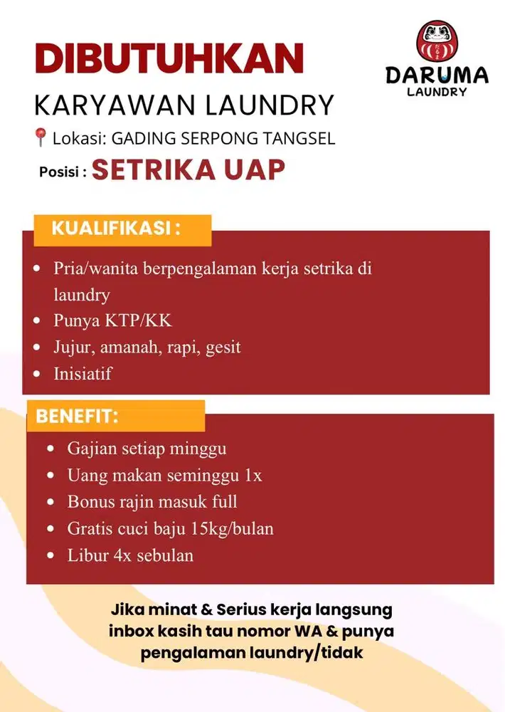 Lowongan Kerja Setrika Uap