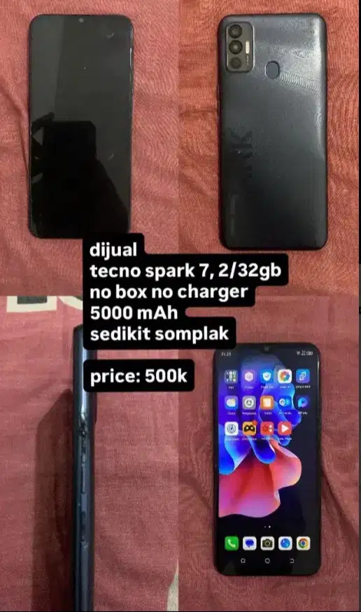 tecno spark 7 2/32gb bekas