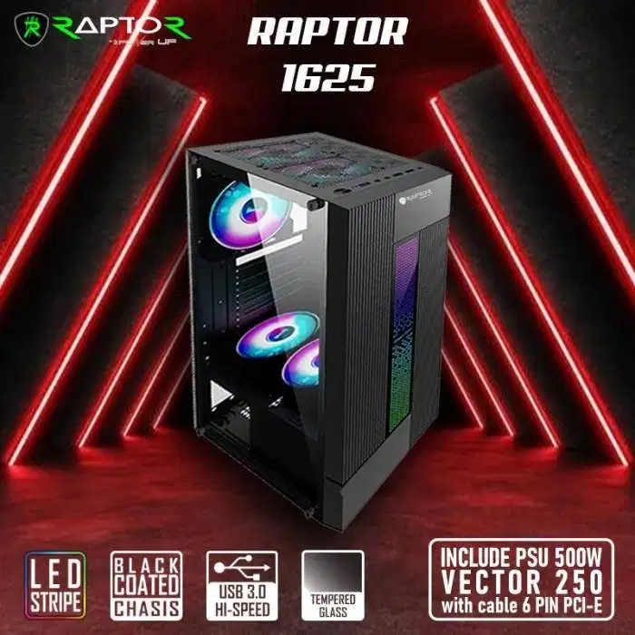 NEW-Casing PC Gaming Power Up Raptor 1625