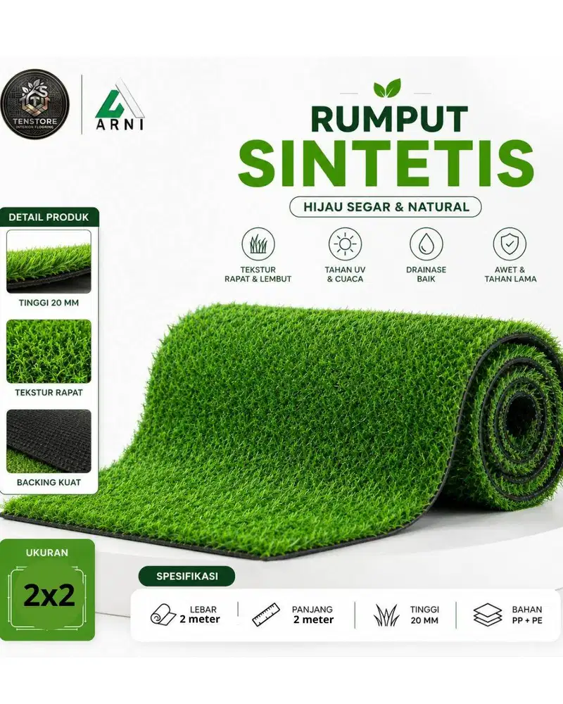 Rumput Sintetis Swiss | Lebar 2 m dan Tebal 2 cm | Cocok Untuk Indoor